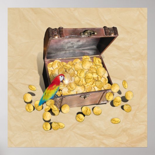 Die Schatztruhe der Piraten auf dem Papier Poster (Vorne)