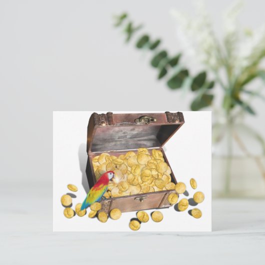 Die Schatztruhe eines Piraten Postkarte (Stehend Vorderseite)