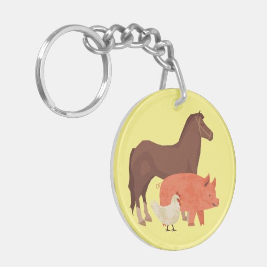 Die Scheune ist mein Happy Place Akryllischer Schl Schlüsselanhänger (Vorderseite links)