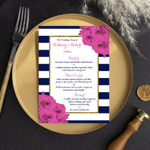 Die schicke, moderne Luxus-Hochzeitskollektion Ros Menükarte