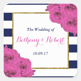 Die schicke, moderne Luxus-Hochzeitskollektion Ros Quadratischer Aufkleber