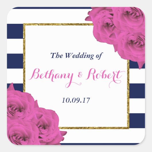 Die schicke, moderne Luxus-Hochzeitskollektion Ros Quadratischer Aufkleber (Vorderseite)