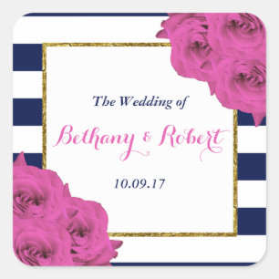 Die schicke, moderne Luxus-Hochzeitskollektion Ros Quadratischer Aufkleber