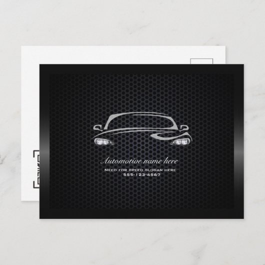 Die schicke, schwarz-minimalistische moderne Car-V Postkarte (Vorne/Hinten)
