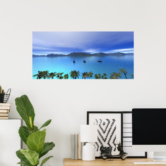 Die Schiffe an der Bucht Poster (Heimbüro)