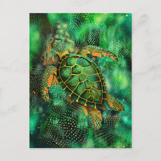 Die Schildkröte des Grünen Meeres im Stile der Abo Postkarte