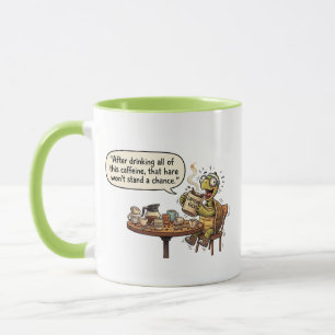 Die Schildkröte, die sich auf den Hasen vorbereite Tasse
