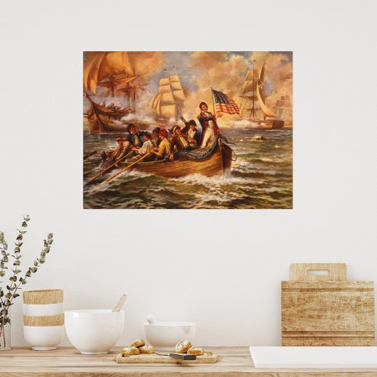 Die Schlacht um den Erie-See von Percy Moran Poster (Küche)