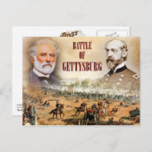 Die Schlacht von Gettysburg mit Lee und Meade Postkarte (Vorne/Hinten)