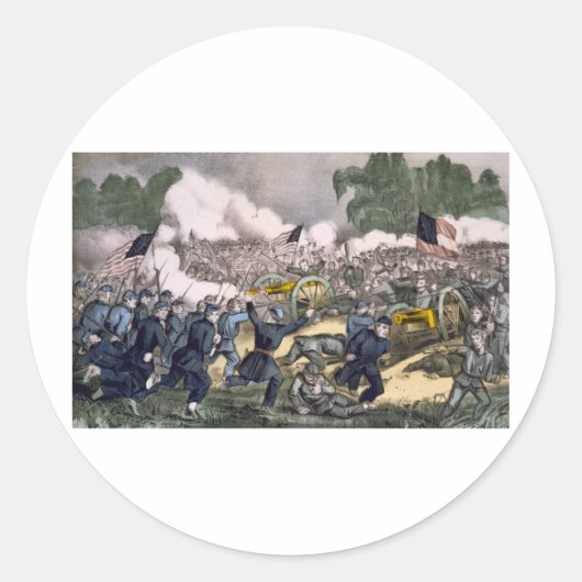 Die Schlacht von Gettysburg, Pa. 3. Juli 1863 Runder Aufkleber (Vorderseite)