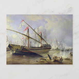 Die Schlacht von Grengham am 27. Juli 1720 Postkarte