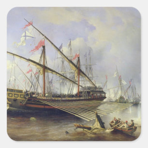 Die Schlacht von Grengham am 27. Juli 1720 Quadratischer Aufkleber