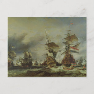 Die Schlacht von Texel am 29. Juni 1694 Postkarte