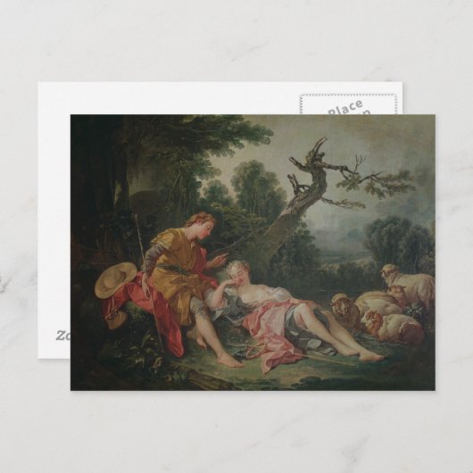 Die schlafende Hirtin Postkarte (Vorne/Hinten)
