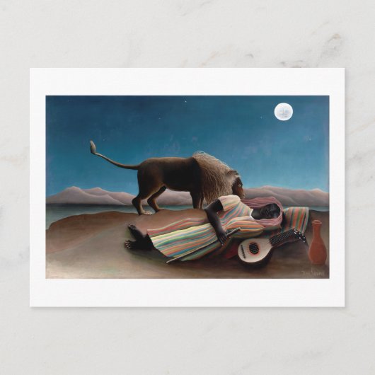 Die schlafende Sinti und Roma, Henri Rousseau Postkarte (Vorderseite)