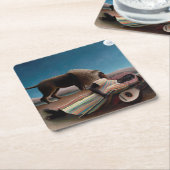 Die schlafende Sinti und Roma, Henri Rousseau Rechteckiger Pappuntersetzer (angewinkelt)