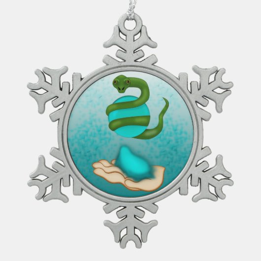 Die Schlange Schneeflocken Zinn-Ornament (Vorderseite)