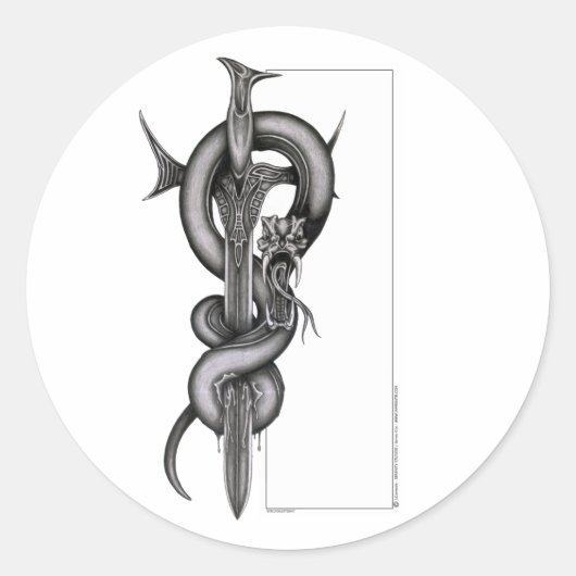 Die Schlange und das Schwert Runder Aufkleber (Vorderseite)