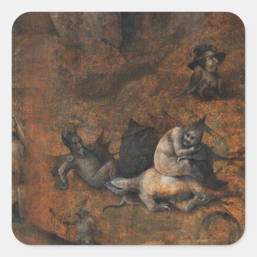 Die Schlechtigkeit der Menschheit vor der Flut Quadratischer Aufkleber (Vorderseite)