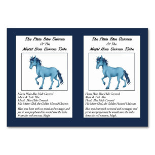 Die Schlichte Blue Unicorn Trading Card Tischnummer