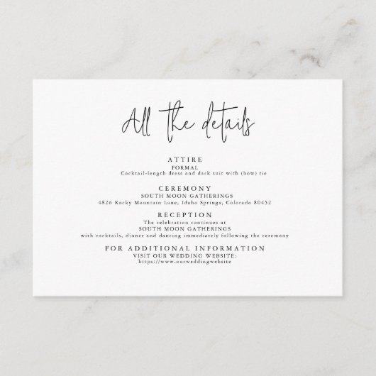 Die schlichten, modernen Schwarz-Weiß-Elemente sin Begleitkarte (Vorderseite)