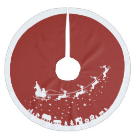 Die Schlittenhütte des Weihnachtsmanns fliegt über Polyester Weihnachtsbaumdecke