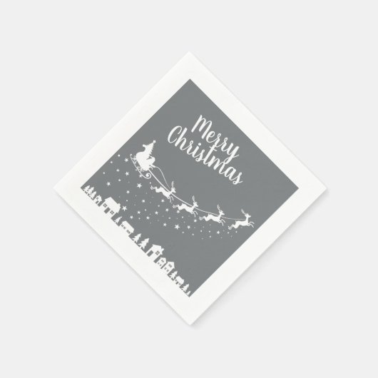 Die Schlittenhütte des Weihnachtsmanns fliegt über Serviette (Ecke)