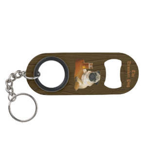 Die Schlüsselkette des betrunkenen Mopslogos u. Mini Flaschenöffner