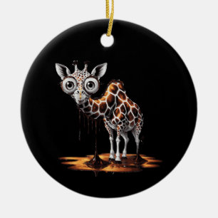 Die schmelzende Giraffe Lustige surrealistische Ku Keramik Ornament