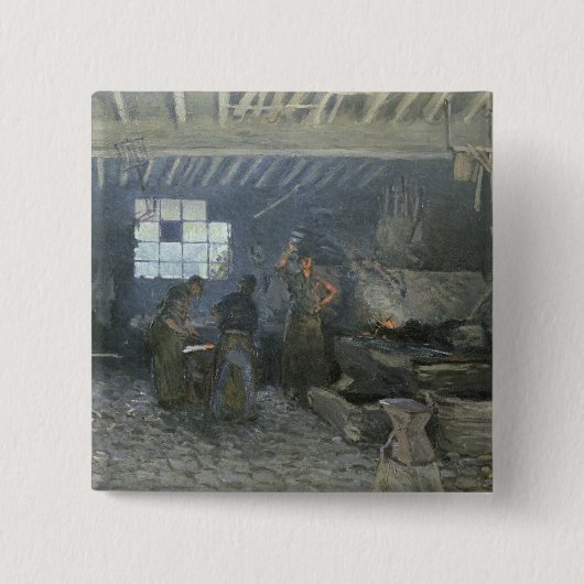 Die Schmiede an Mergelig-Le-ROI, Yvelines, 1875 Button (Vorderseite)