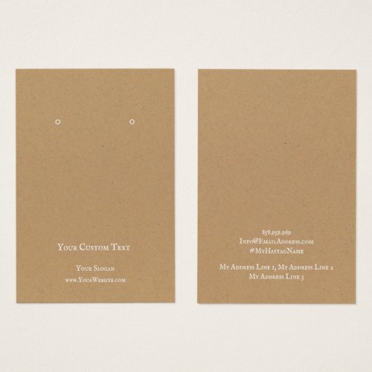 Die Schmuckkarte "Earring Jewelier Display Card", (Vorne & Hinten)