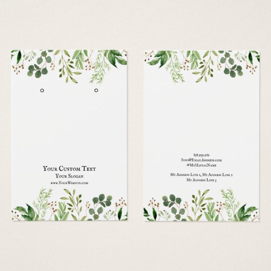 Die Schmuckkarte "Earring Jewelry Display Card", g (Vorne & Hinten)