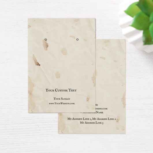 Die Schmuckkarte "Earring Juwelier", altersbedingt (Schreibtisch)