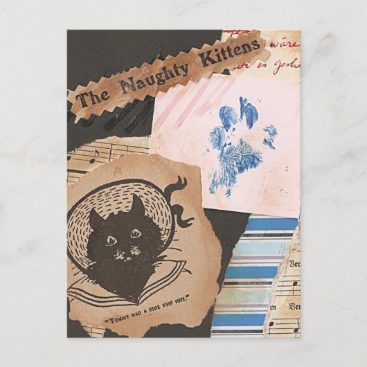 Die schmutzige KätzchenCollage Postkarte (Vorderseite)
