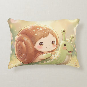 Die Schnecke und der Zauber der Blütenkronen Dekokissen