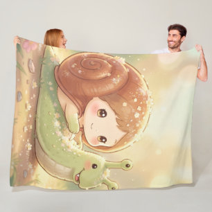 Die Schnecke und der Zauber der Blütenkronen Fleecedecke