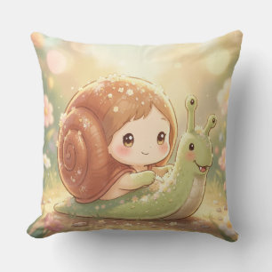 Die Schnecke und der Zauber der Blütenkronen Kissen