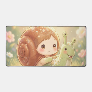 Die Schnecke und der Zauber der Blütenkronen Schreibtischunterlage