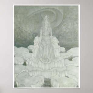Die Schnee-Königin, Vintage Fantasie-Kunst Poster