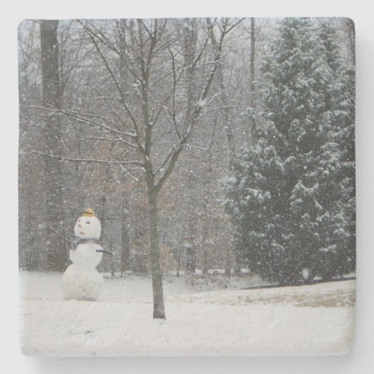 Die Schneemann-Winterszene des Nachbarn Steinuntersetzer (Vorderseite)