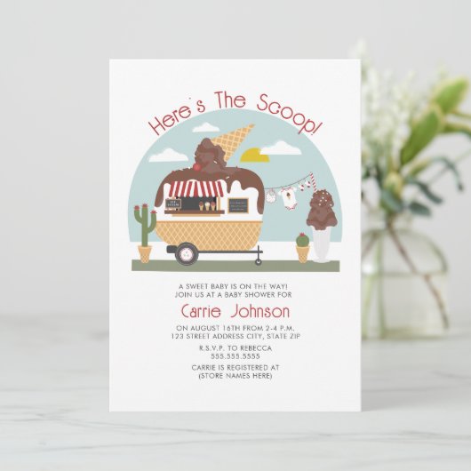 Die Schokolade-Eiscreme-Neutral-Babydusche Einladung (Stehend Vorderseite)