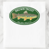 Die schöne braune Forelle Ovaler Aufkleber (Tasche)