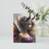 Die schöne Fee in Lila mit Hörnern  Postkarte (Stehend Vorderseite)