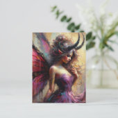 Die schöne Fee in Lila mit Hörnern Postkarte (Stehend Vorderseite)