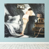 Die schöne Frau im Dachgeschoss Leinwanddruck (Insitu (Holzboden))