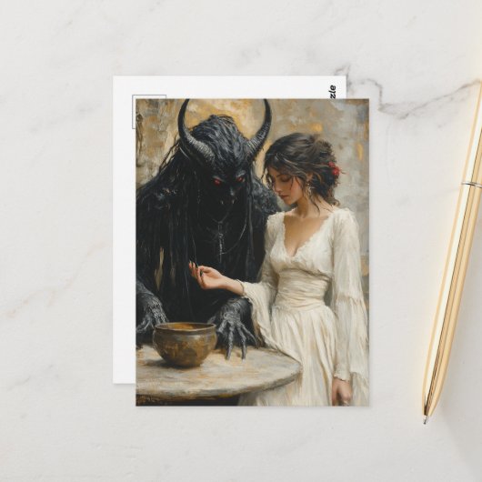 Die schöne Frau und der Dämon Postkarte (Vorderseite/Rückseite Beispiel)