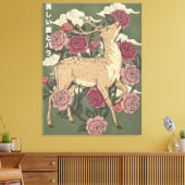 Die schöne Hirsch und Rosen Leinwanddruck (Insitu (Wohnzimmer))