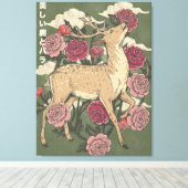Die schöne Hirsch und Rosen Leinwanddruck (Insitu (Holzboden))