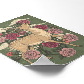 Die schöne Hirsch und Rosen Poster (Ecke)