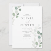 Die schöne Hochzeit: Grüne Leaf Elegance Hochzeit Einladung (Vorderseite)